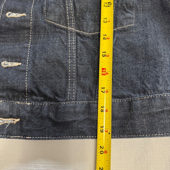 Zara Navy Button-Up Denim Crop Top - Picture 5 of 7